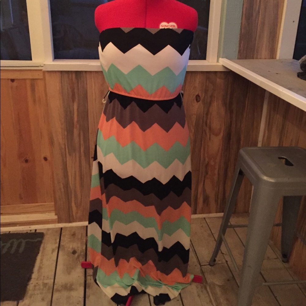 Chevron Strapless Dress